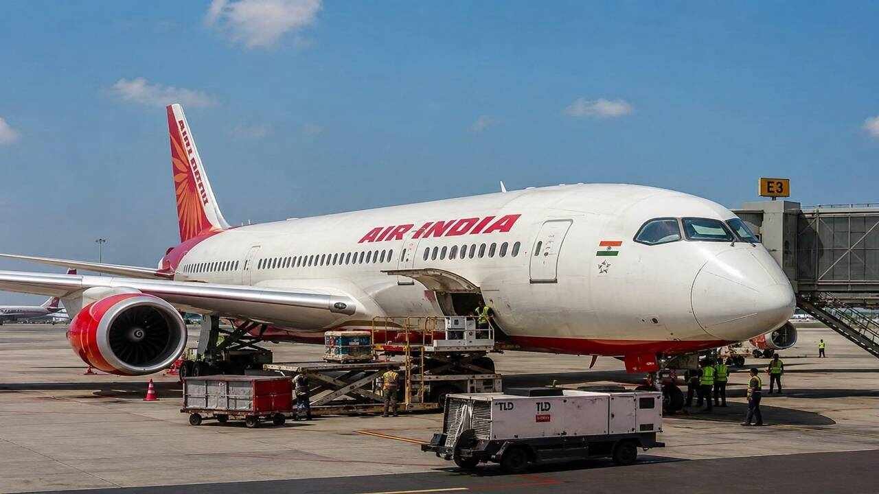 Air India aircraft at airport after airline announces cancellation of Chicago and New York international flight services