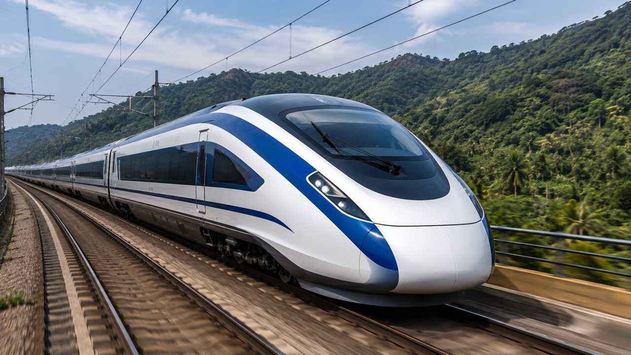 High speed bullet train proposed for the Hyderabad Bengaluru rail corridor passing through scenic forest and hill regions