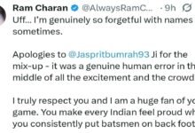 Ram Charan Apologises After Jasprit Bumrah Comment Sparks Debate