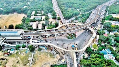 Traffic diversions near Uppal Ring Road in Hyderabad after authorities closed the route for three months due to elevated corridor and flyover construction works.