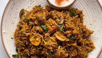 Chettinad Style Mushroom Biryani in Pressure Cooker Rich Spices Coconut Aroma and Perfect Fluffy Texture at Home