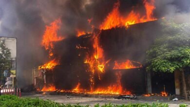 Massive Fire Engulfs Three Storey Commercial Building in Hyderabad, Ameerpet