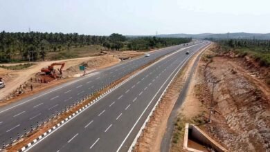 A section of the Bengaluru Vijayawada Express Highway under development, showcasing the new six lane corridor aimed at improving travel and industrial connectivity between Karnataka and Andhra Pradesh.