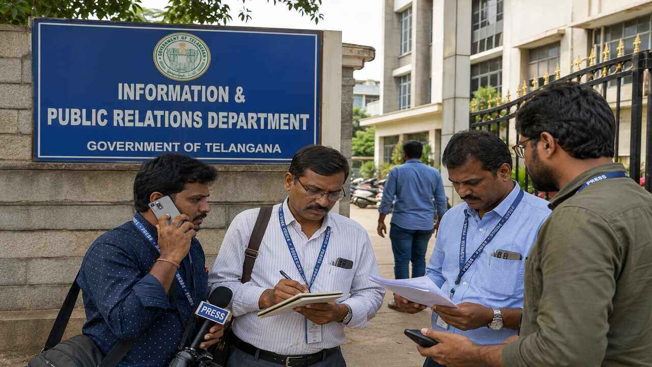 Journalists awaiting government accreditation cards in Jangaon district as intelligence verification of applicants sparks discussion over the approval process and issuance of media credentials.