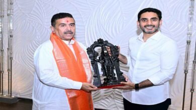 Nara Lokesh and Suvendu Adhikari during a meeting in Kolkata discussing Andhra Pradesh investment opportunities, governance initiatives, and cooperation between Andhra Pradesh and West Bengal.