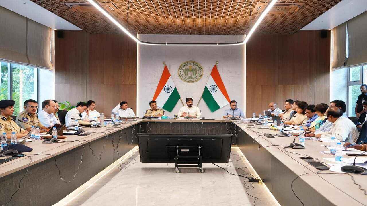 Revanth Reddy addressing an agriculture review meeting on fine rice varieties, farmer welfare, and agricultural technology in Telangana