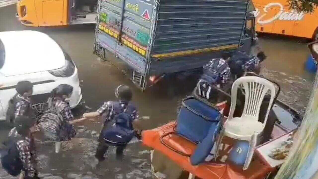 Three School Children Rescued After Falling into Drain During Delhi Flooding