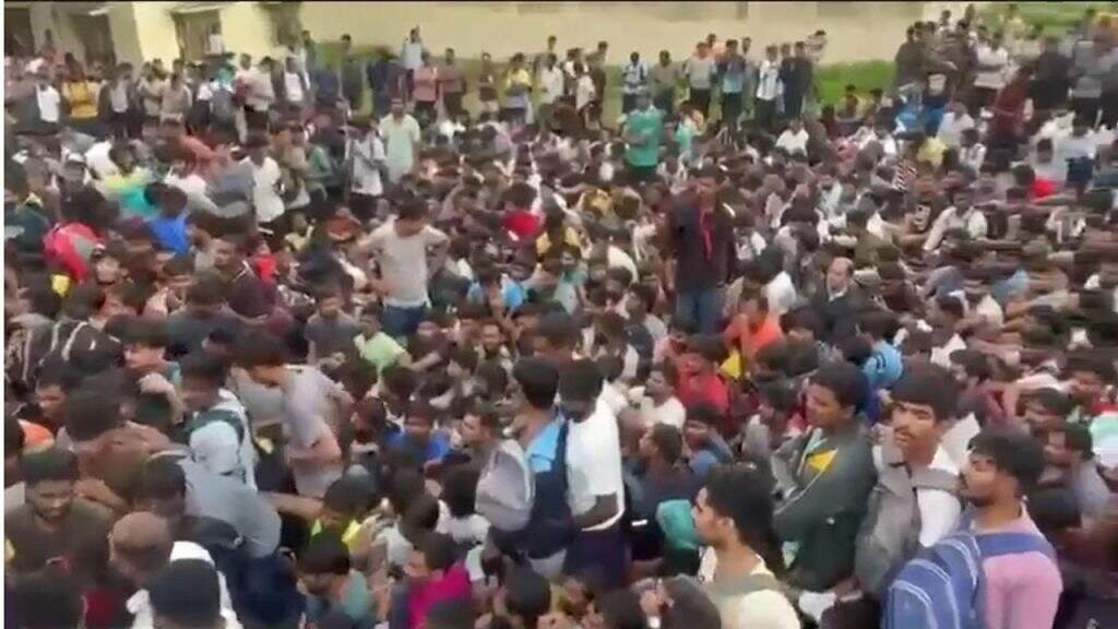 Heavy Rush of Job Seekers at HYDRAA Recruitment Venue in Hyderabad