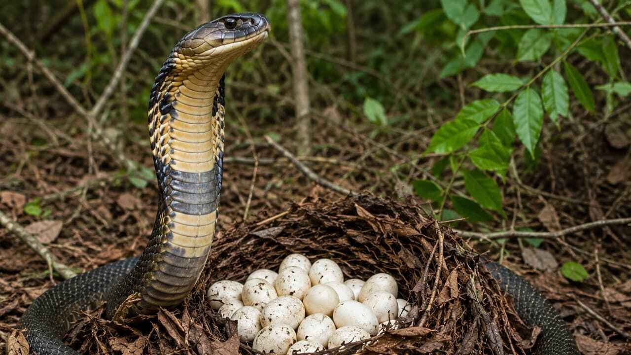 King Cobra Builds a Nest to Protect Its Eggs