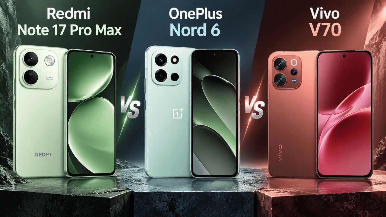 Redmi Note 17 Pro Max 5G vs Pova 8 Pro 5G vs Vivo V70 FE