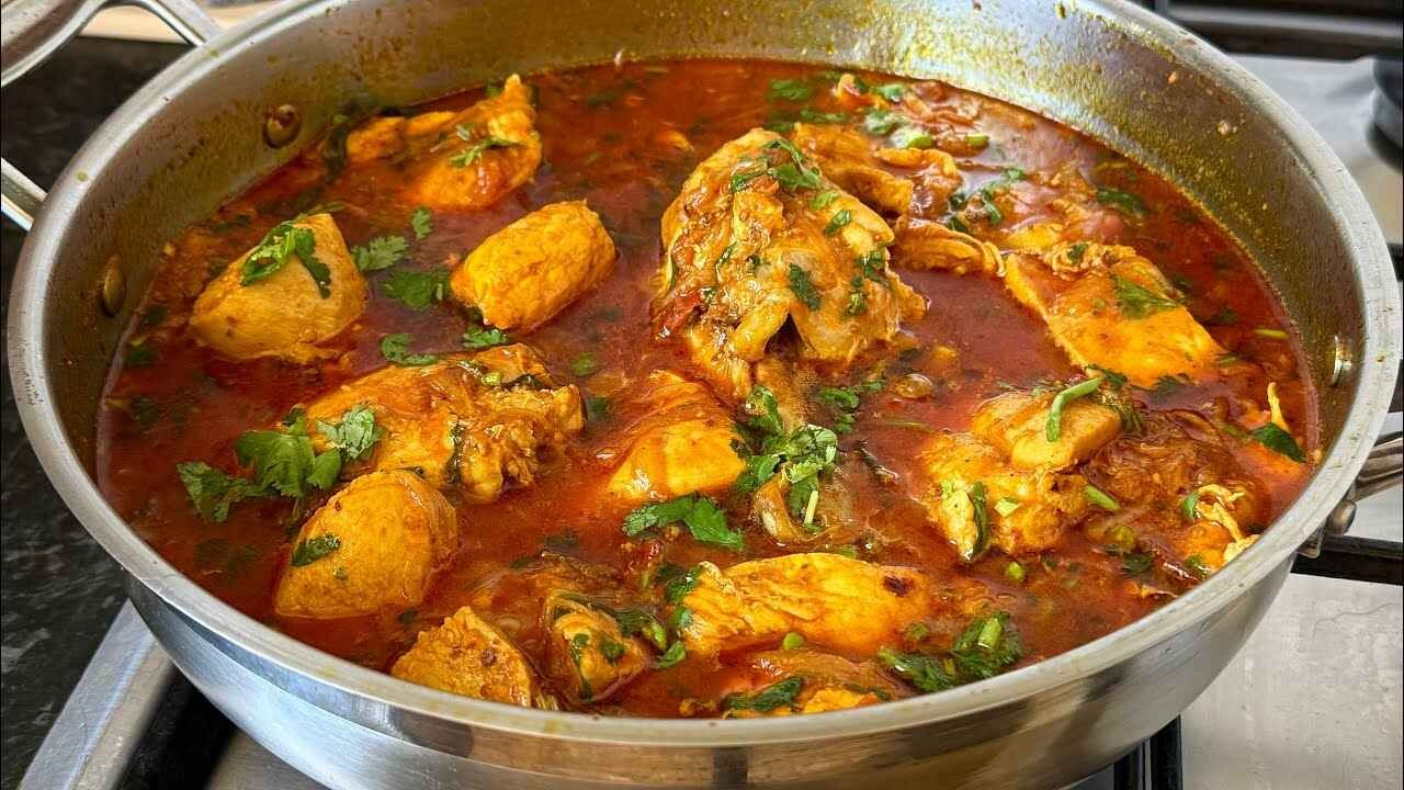 Traditional Andhra Style Chicken Curry With Rich Masala Gravy