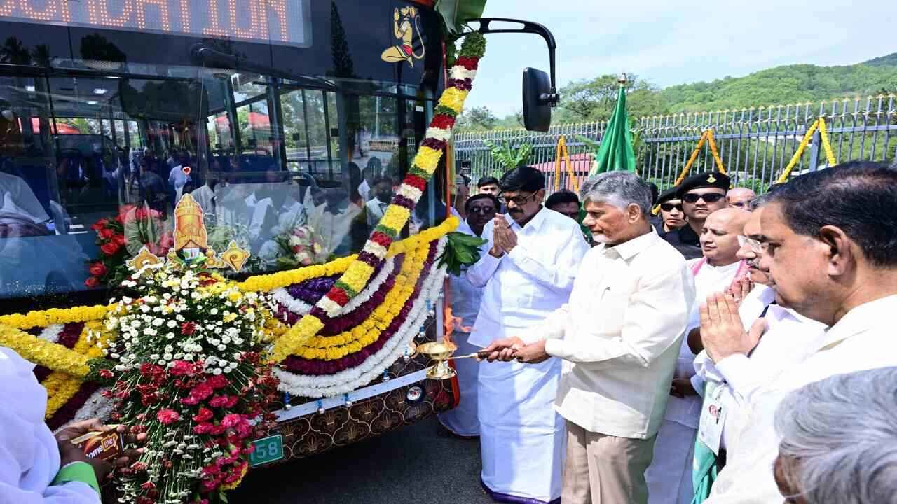 Chandrababu Launches 32 Free Electric Buses at Tirumala